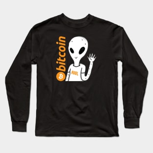 Bitcoin Logo Hodl Alien Long Sleeve T-Shirt